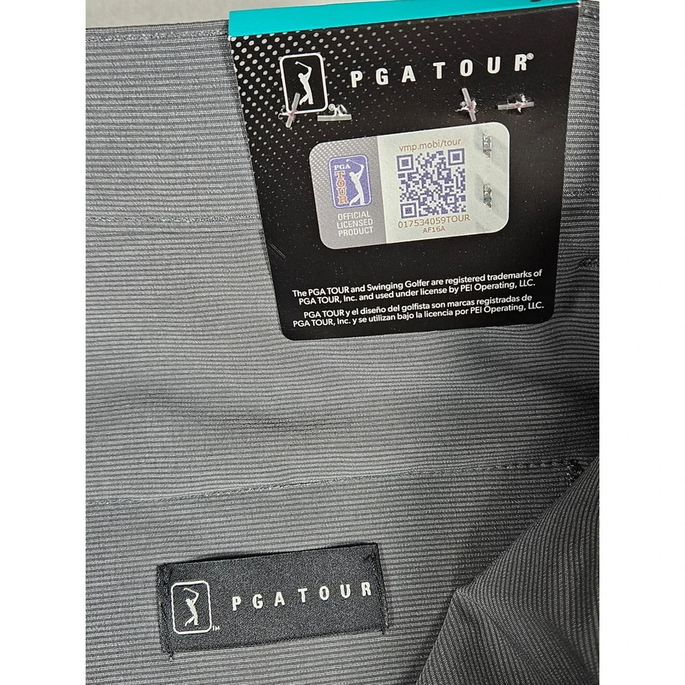 PGA Tour Course Comfort Golf Shorts Mens 46 Dark Grey Heather 4-Way Stretch NEW